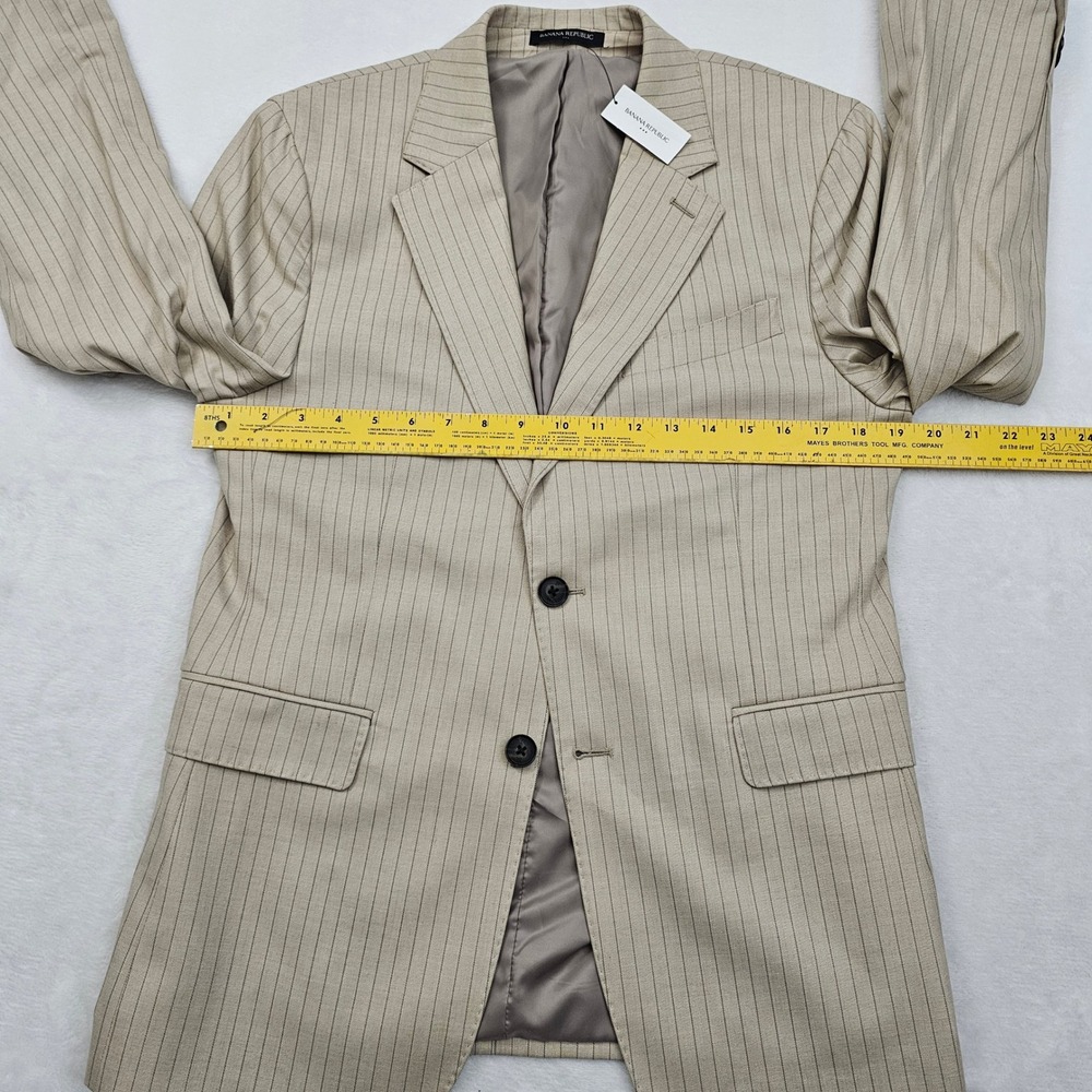 Banana Republic Suit Mens 38S 34x28 Beige Pinstripe Tailored Fit 2pc Wedding NEW - Picture 10 of 16